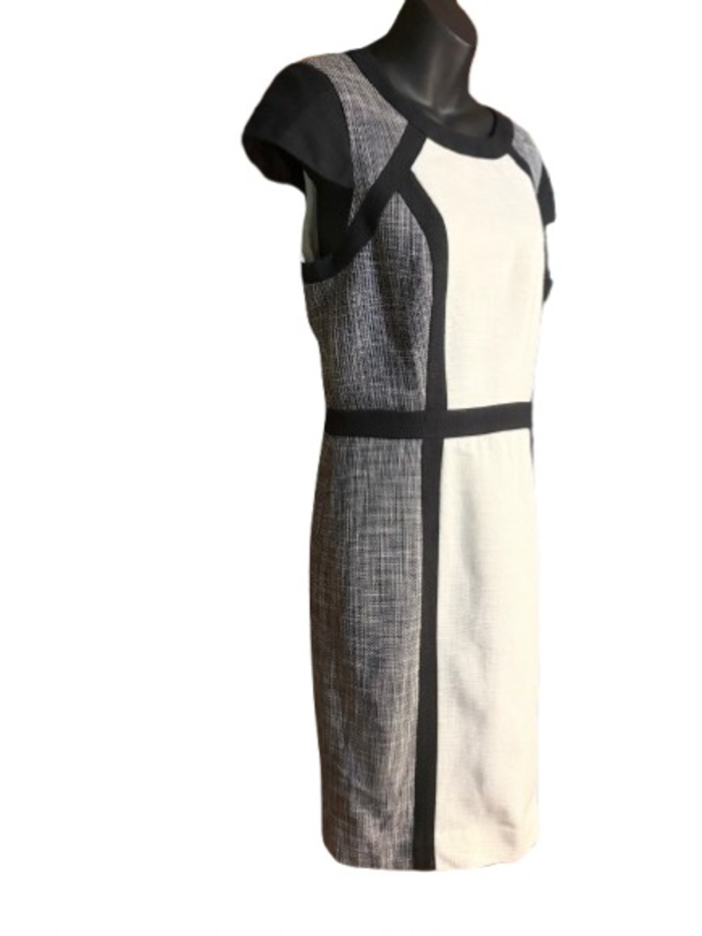 Calvin Klein Colorblock Sheath Dress career black white size 10 - Picture 4 of 11